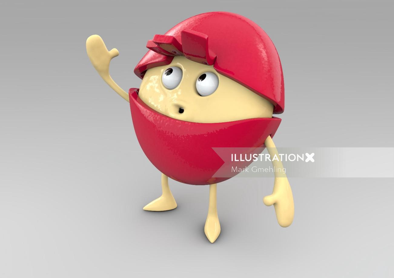 3d red character
