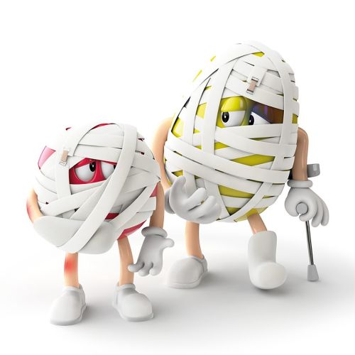 3d characters wrapped in tape
