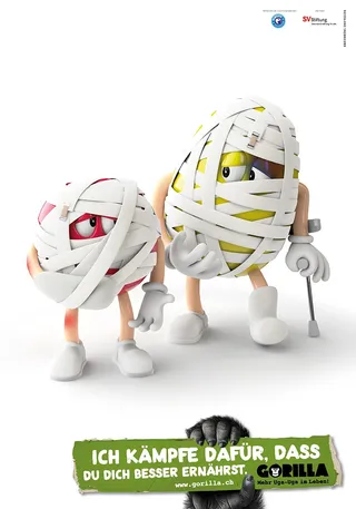 3d characters wrapped in tape
