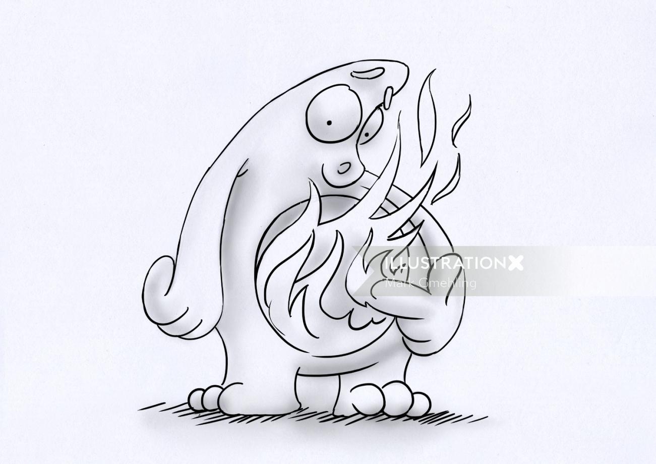 desenho e humor alien queimando