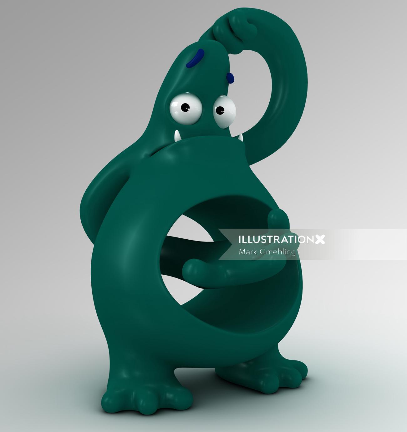 Personagem verde 3D
