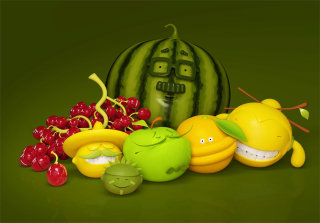 Personagens de frutas 3D
