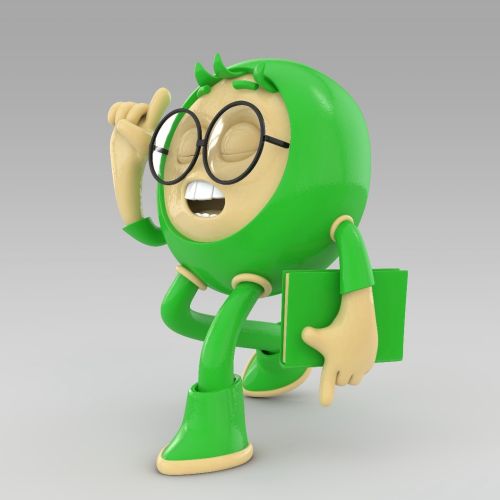 3d character with gree dress
