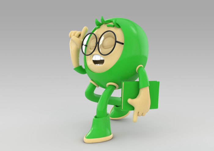 Personnage 3D avec robe verte