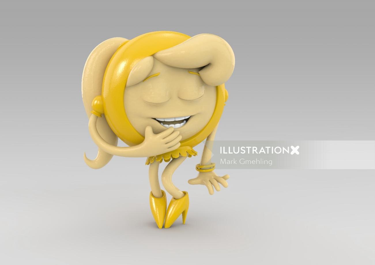 Personagem amarelo 3D