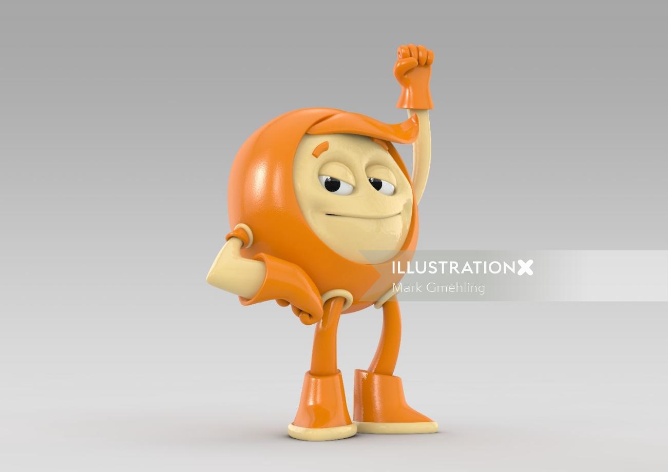 3d funny orange guy
