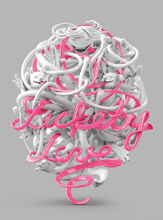 Letras 3D felizmente amor
