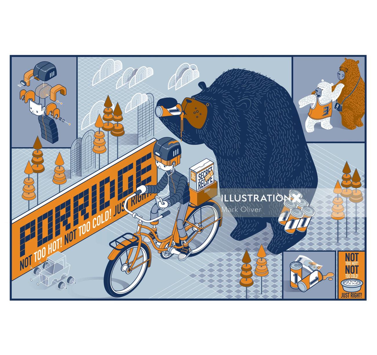 Porridge advertising illustration