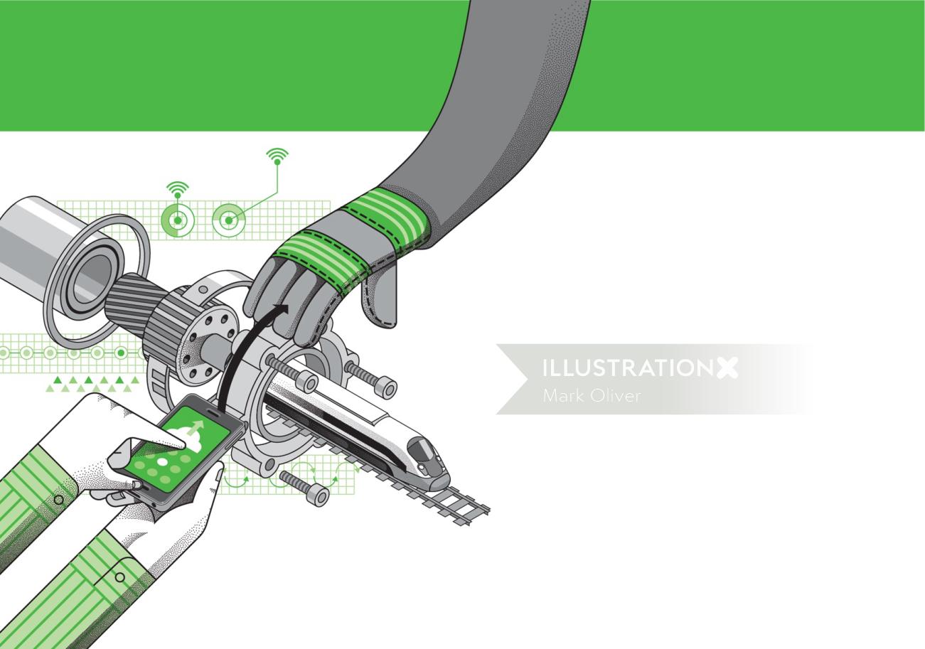 Gearbox mechanism illustrated by Mark Oliver 