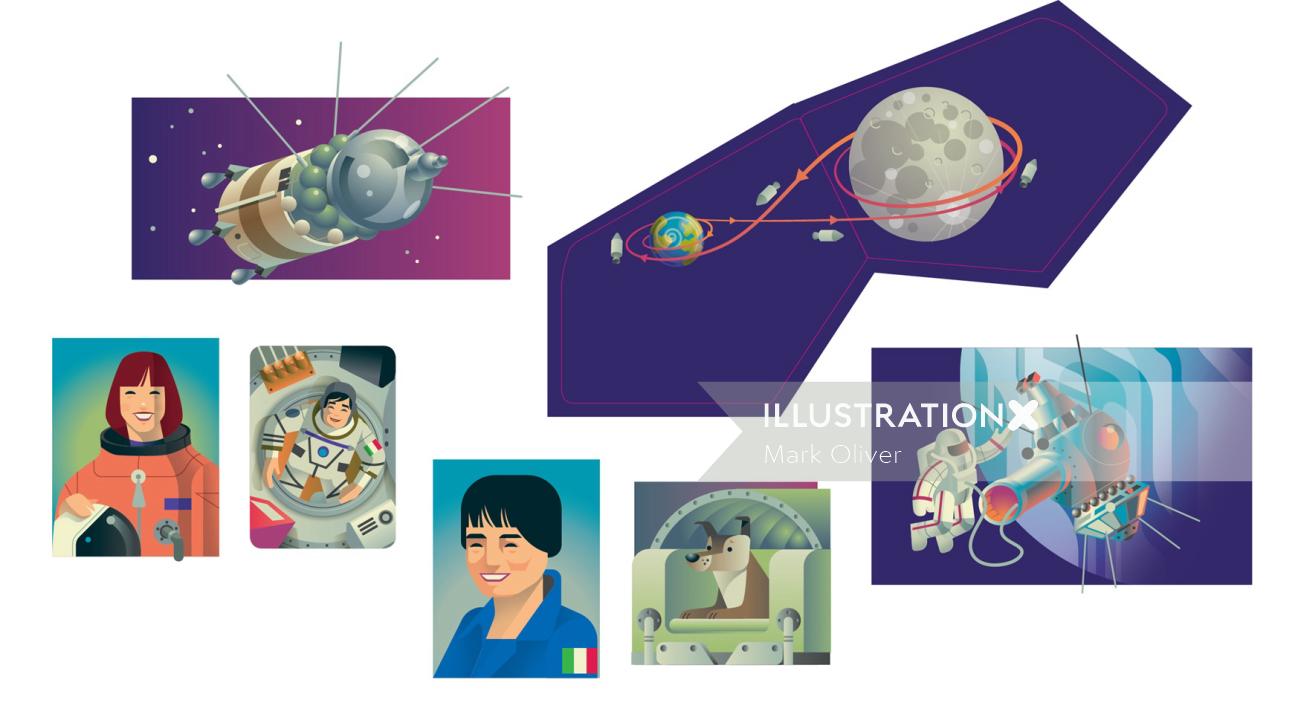 Isometric space science vector art