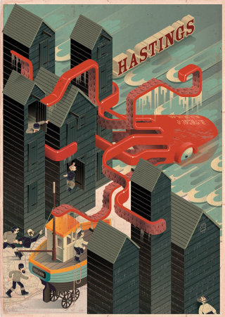 Illustration éditoriale de Hastings par Mark Oliver