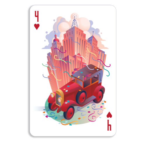 truck illustration on a playing card