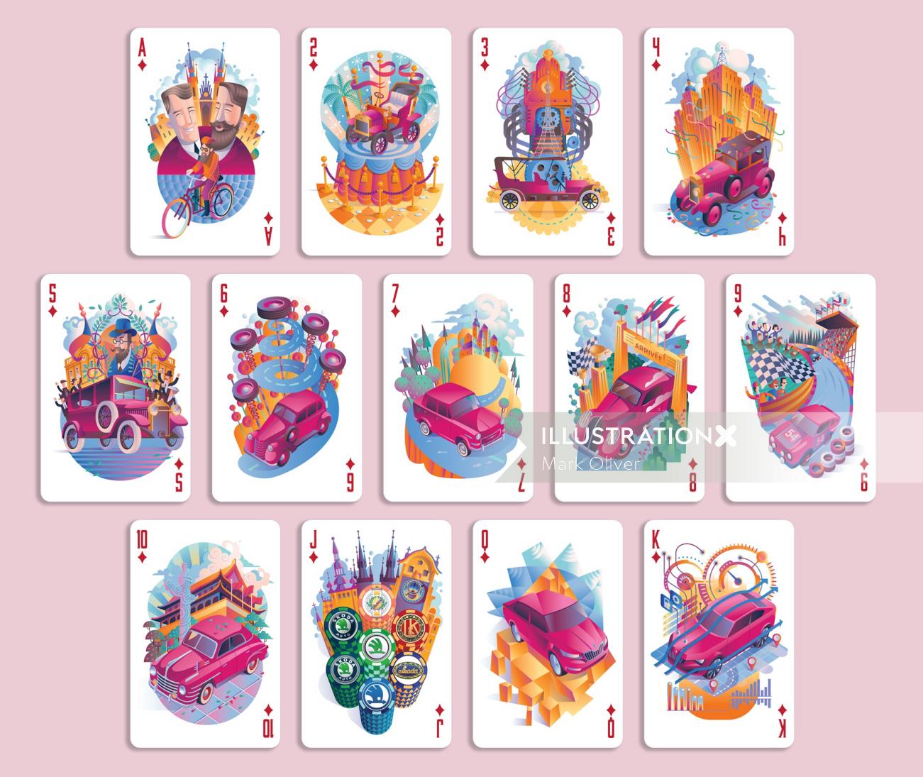 Jogo de cartas de naipe de diamante para Skoda
