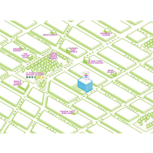 Ilustración de mapa de unión de 14 calles