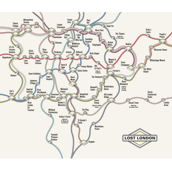 Ilustração do mapa vetorial Lost London