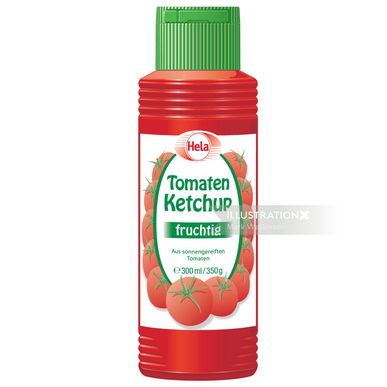 トマトケチャップの食品包装イラスト