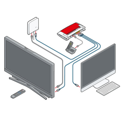 Technical illustration of internet connection 