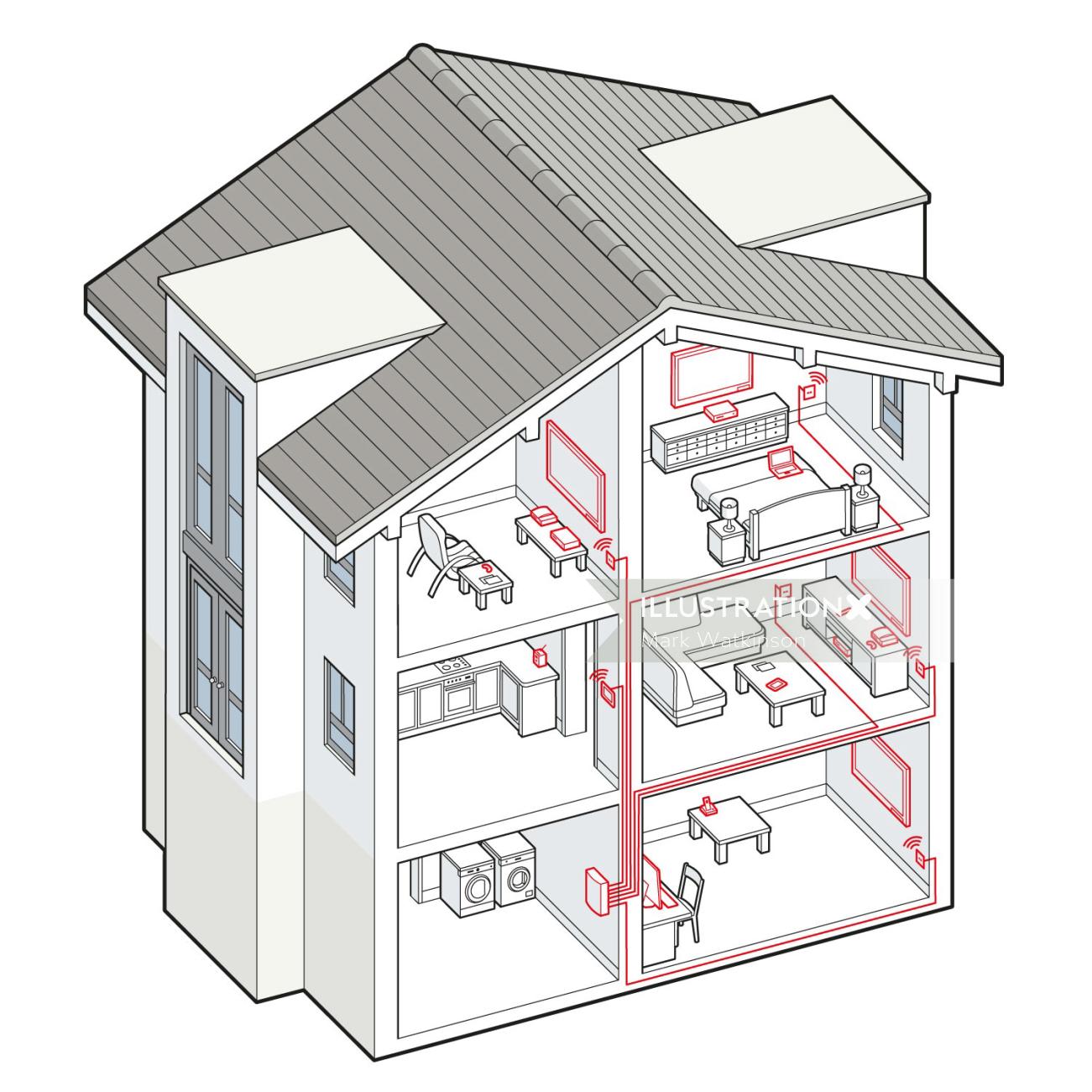 Vector art of home electricity connection