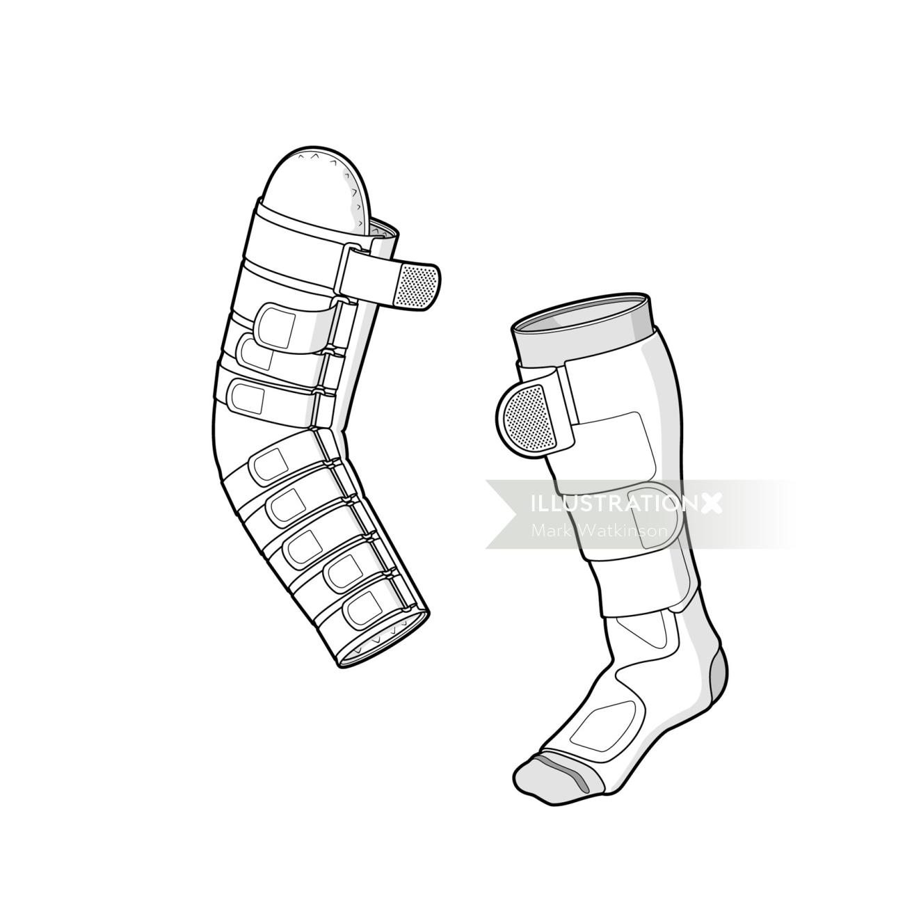 Ilustración de vector de piernas artificiales