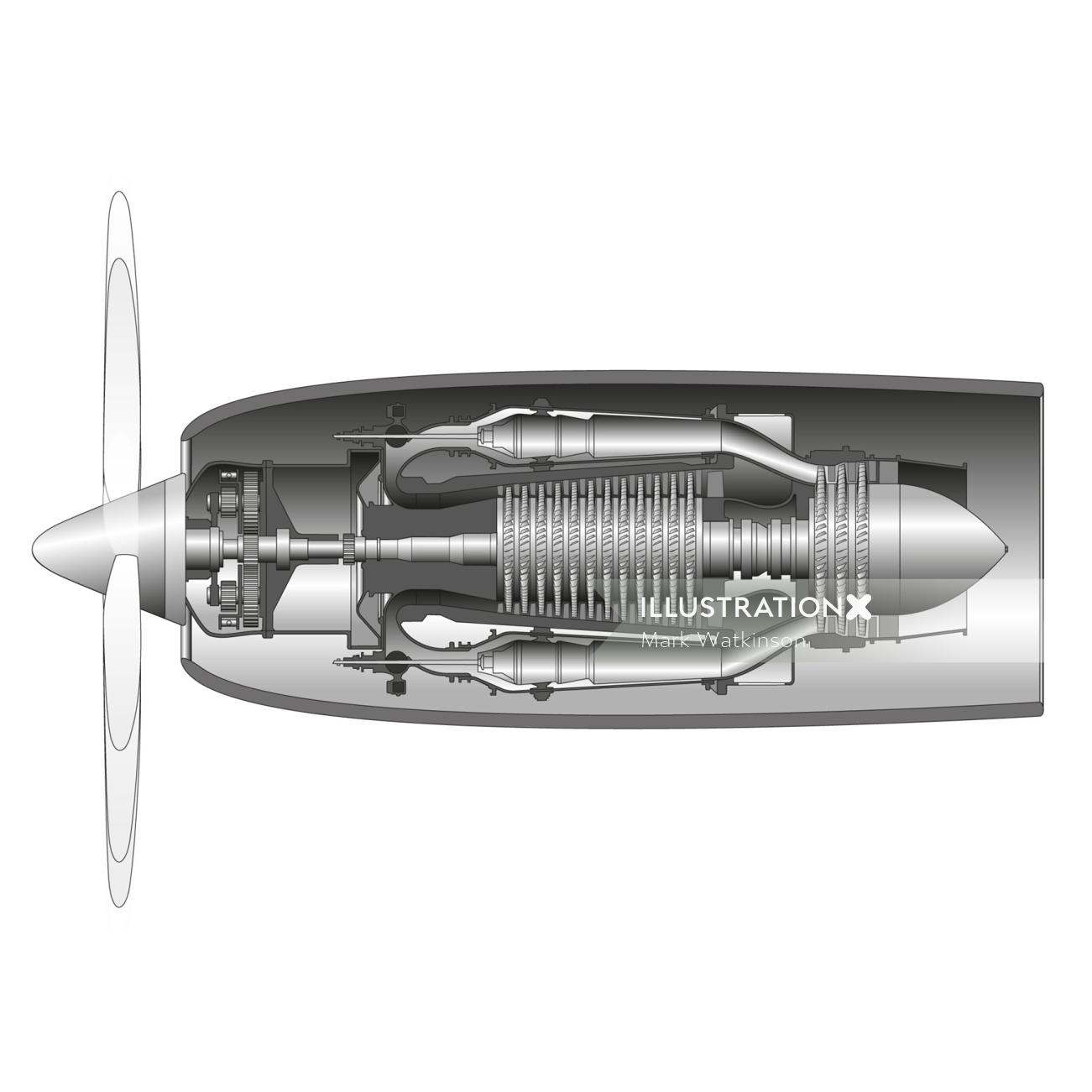 Ilustración técnica del misil interior