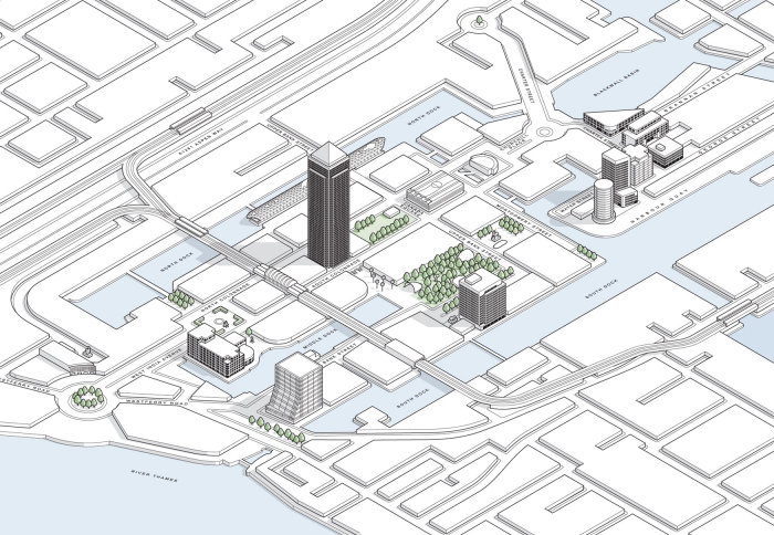 Ilustração do mapa do Canary Wharf