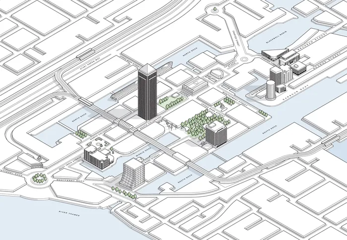 Ilustra??o do mapa de Canary Wharf