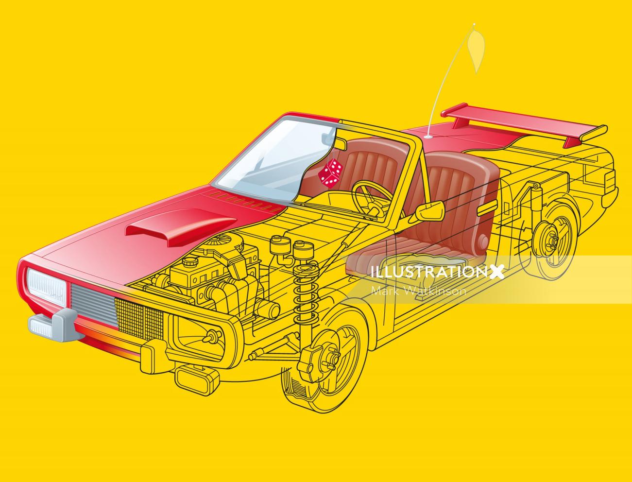 Arte vectorial de piezas interiores del coche