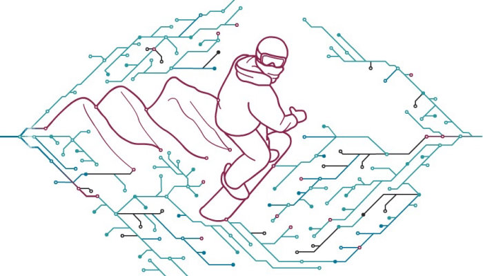 Animação gif de circuito de snowboard