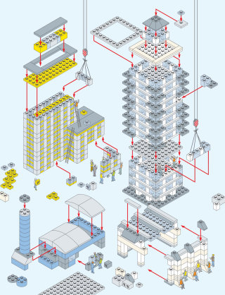 Infographie de la construction de bâtiments