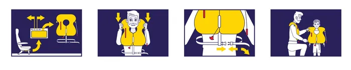 Three illustrations showing a musician playing guitar, an elderly man with suspenders, and a child w