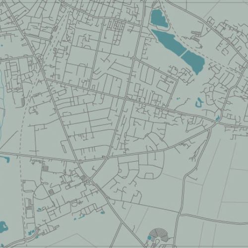 City map showing roads, rivers, and urban layout in detail