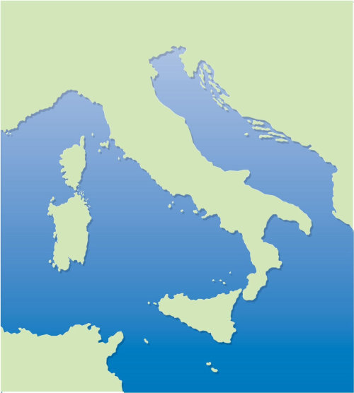 Ilustración del mapa del mar Mediterráneo