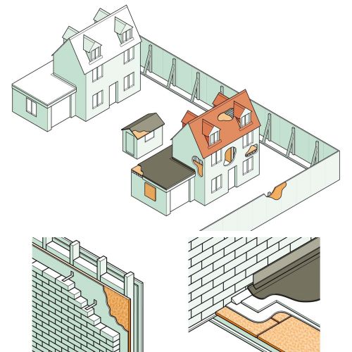 Infographic illustration of timber bricks