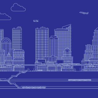 Illustration infographique de l&#39;impression bleue de la ville 