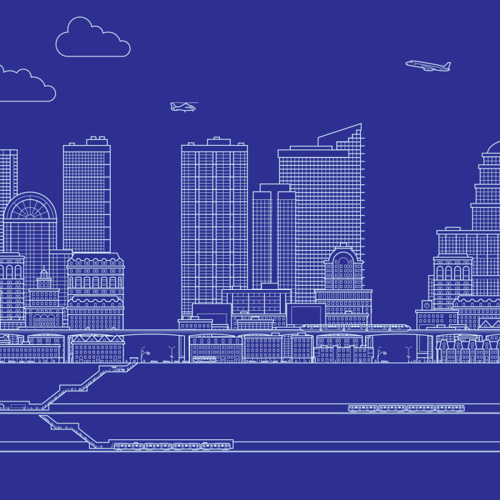 Infographic illustration of city blue print 