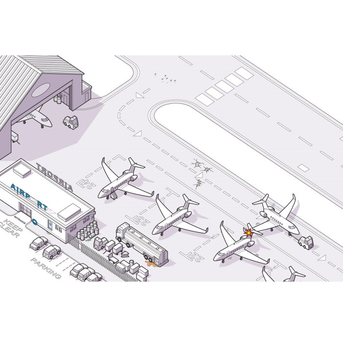 ilustração de linha de segurança de aviões de aeroporto