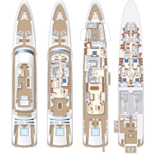 Architecture plan of yacht boat ship floor 