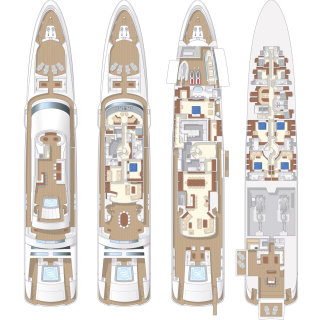 游艇船甲板建筑平面图 