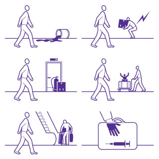 Ilustração de linha das regras de segurança do aeroporto