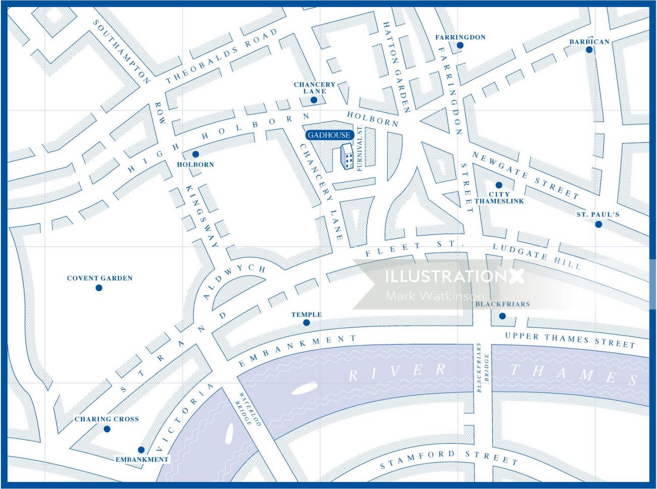 Ilustración de vector de mapa de calles
