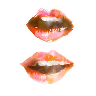 Desenho em aquarela de lábios