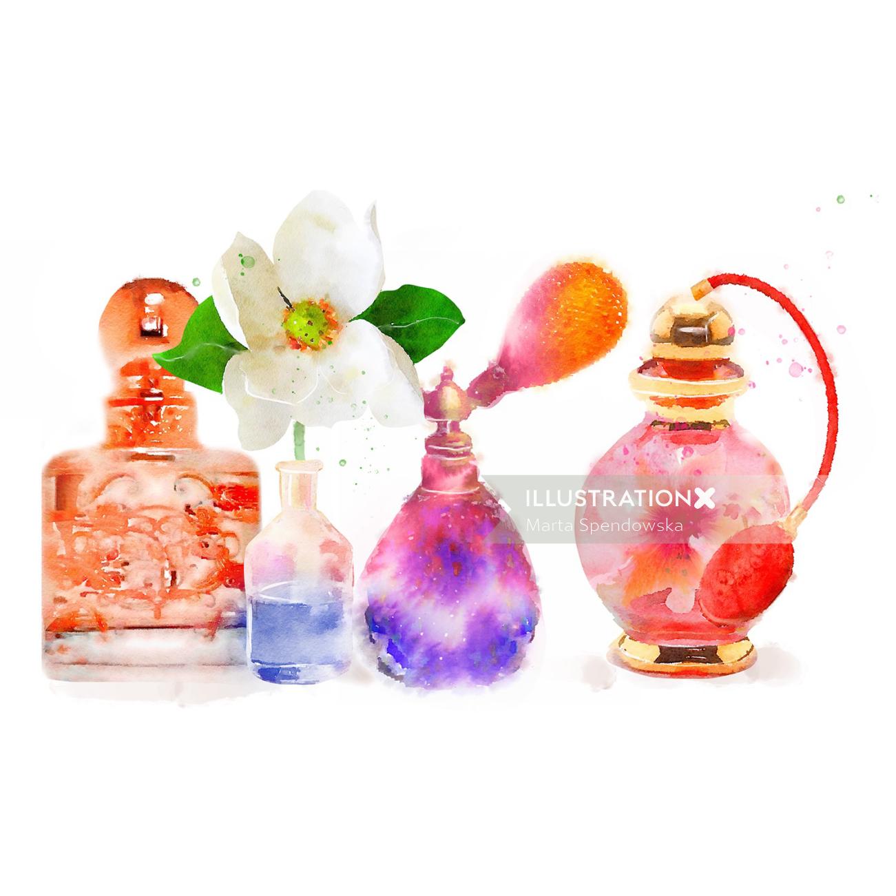Perfume bottles illustration