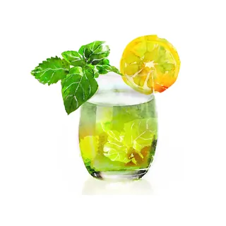 Watercolor lemon and mint drink illustration by Marta Spendowska