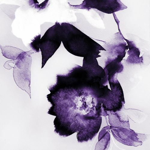 Abstract floral watercolor painting in purple and black by Marta Spendowska