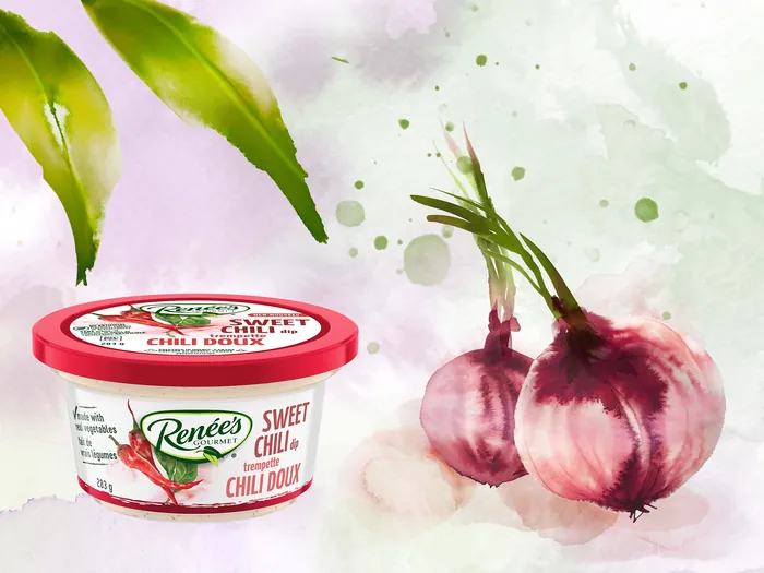 Sweet chili sauce container and red onions painting by Marta Spendowska