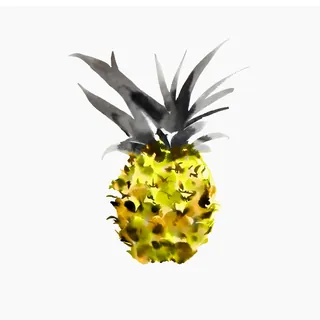 Watercolor illustration of a ripe pineapple fruit