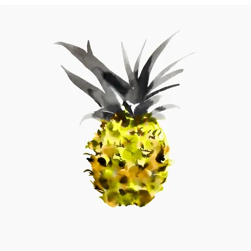 Watercolor illustration of a ripe pineapple fruit
