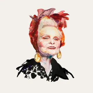 Portrait of elderly woman wearing red headscarf and gold earrings