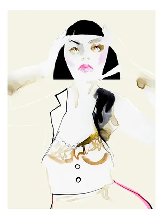 Abstract portrait of a woman with dark hair by Marta Spendowska