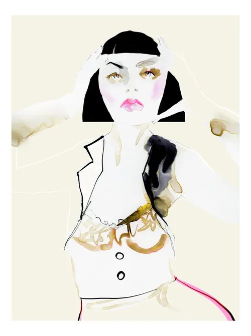 Abstract portrait of a woman with dark hair by Marta Spendowska
